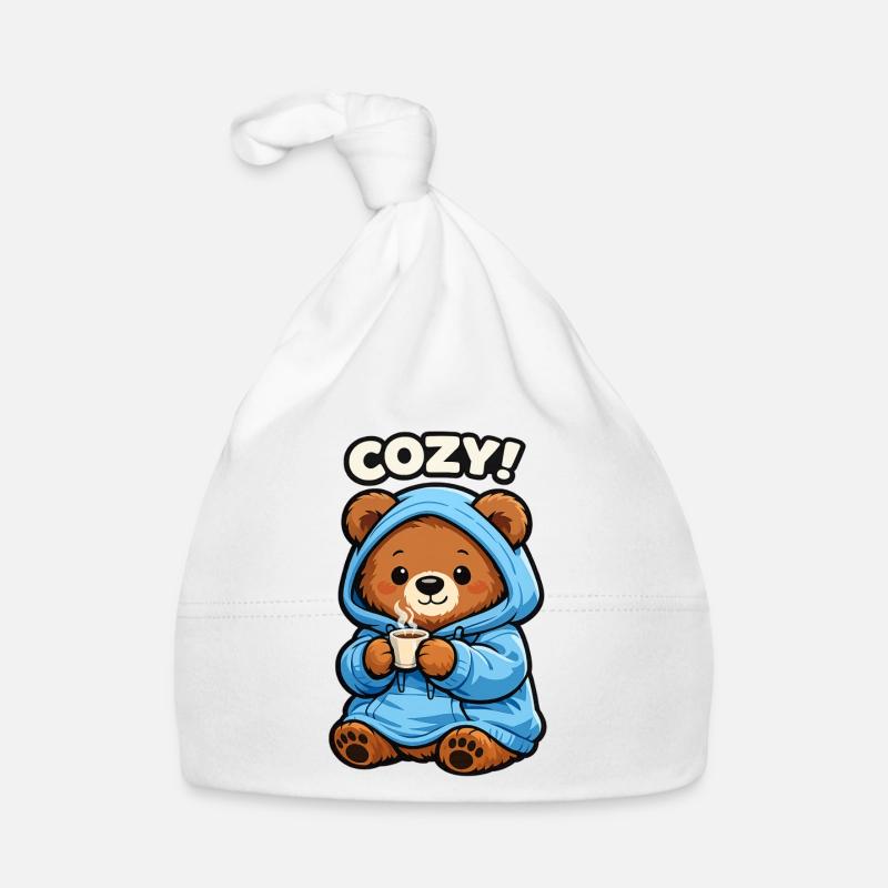 Cuddly Bear with Hoodie Coffee Organic Baby Cap