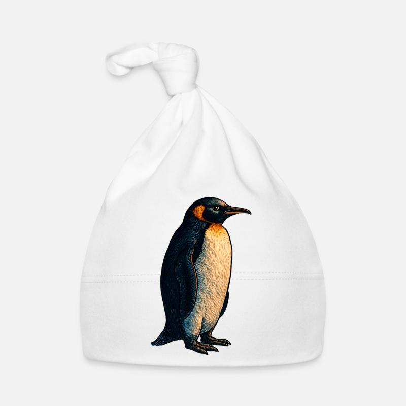 Pinguin Illustration mit warmem Kontrast Baby Bio-Mütze