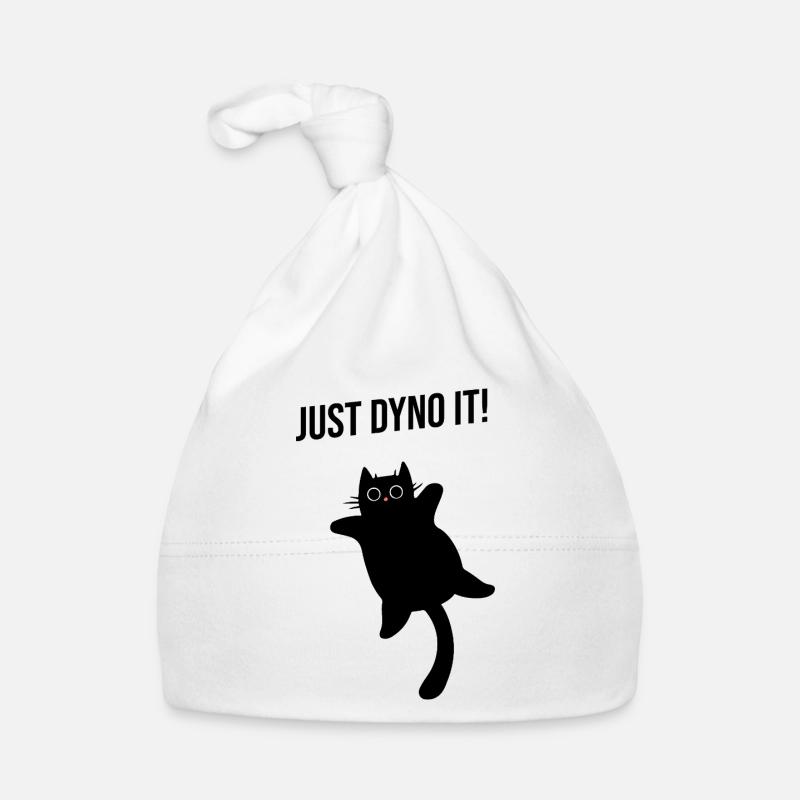 Cat climbs dynamically climbing route Dyno boulder Organic Baby Cap