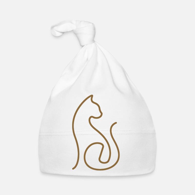 Art de lignes pour chats Design des chats - Bonnet bio Bébé - blanc