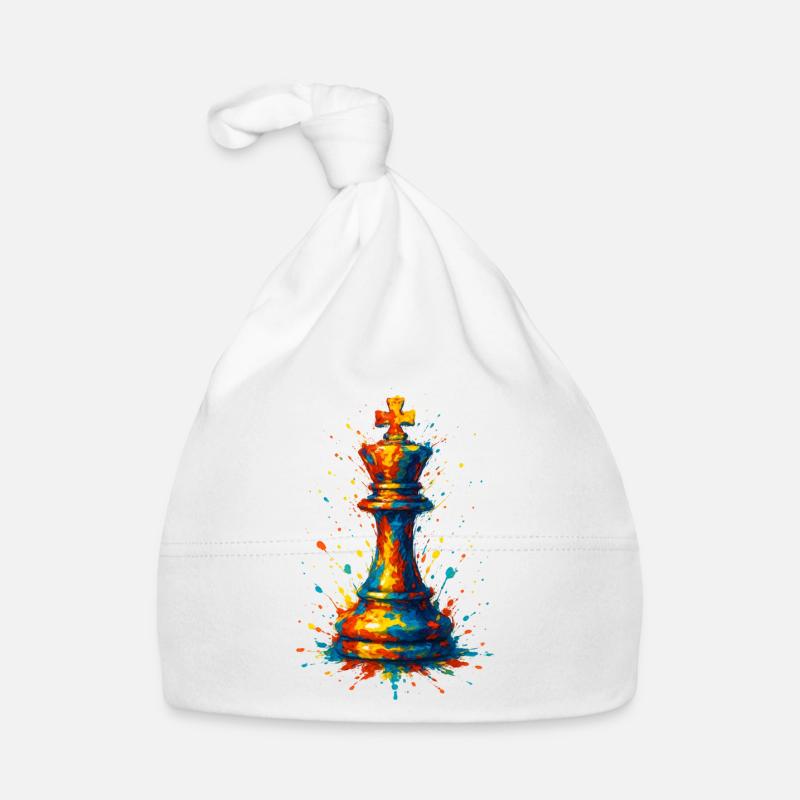 Roi d'Échecs Style Aquarelle Coloré Bonnet bio Bébé