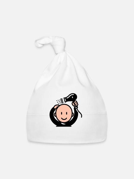 Chauve qui se sèche les cheveux - Bonnet bio Bébé - blanc - Devant