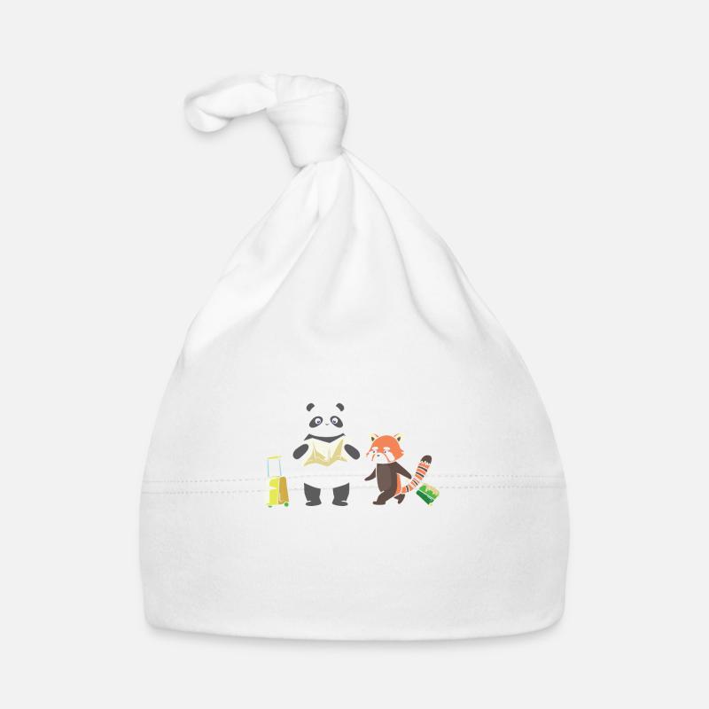 Zwei Pandas auf Reise. Baby Bio-Mütze