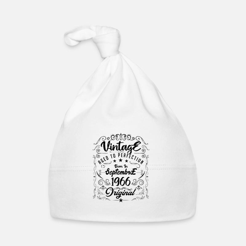 Né En Septembre 1966. anniversaire septembre 1966. - Bonnet bio Bébé - blanc