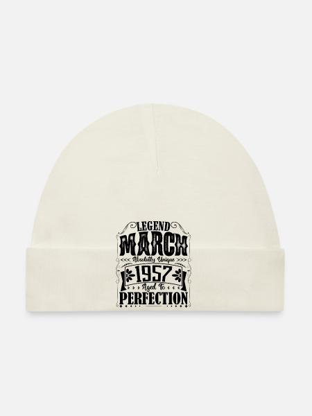 March 1957. March 1957 Birthday Gift. March. - Organic Baby Cap - white - Front