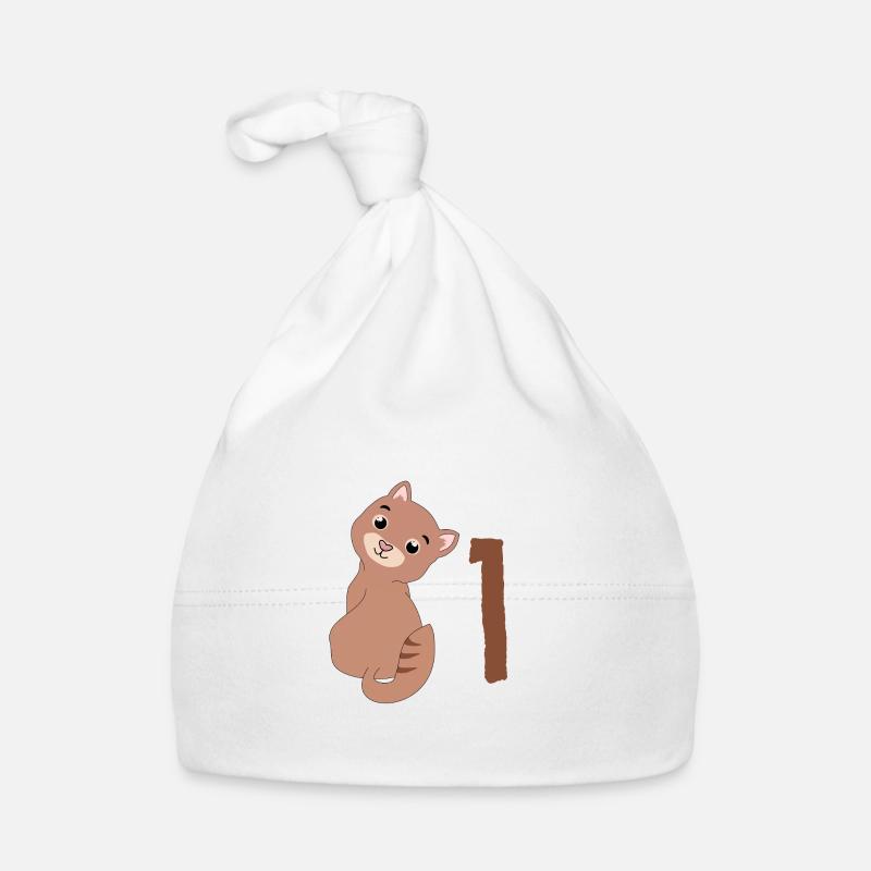 Chat brun - 1er anniversaire Bonnet bio Bébé