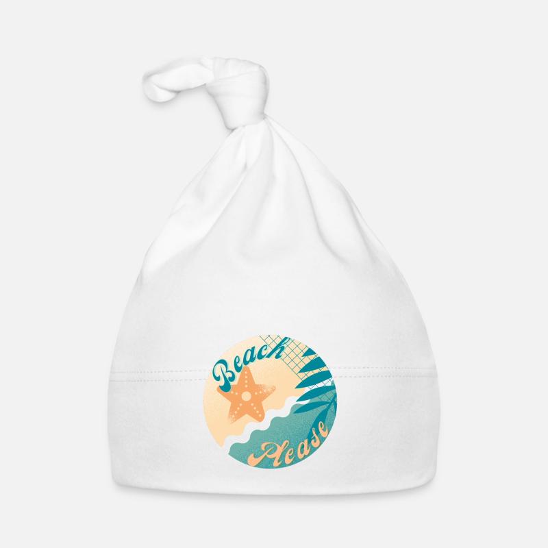 Beach please - Organic Baby Cap - white
