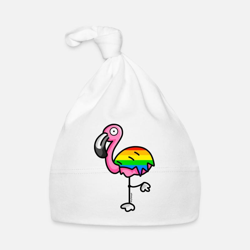 flamingo6 - Rainbow - Organic Baby Cap - white