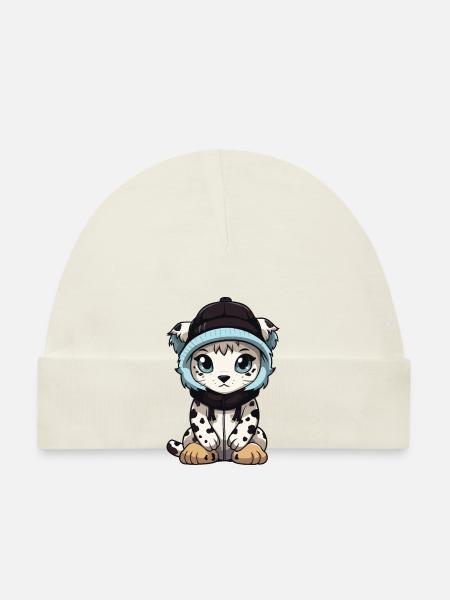 Snow leopard winter leopard baby - Organic Baby Cap - white - Front