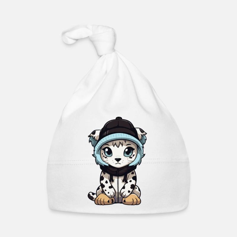 Snow leopard winter leopard baby Organic Baby Cap