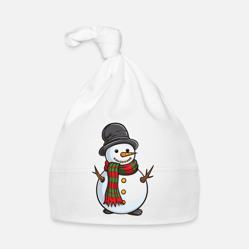 Schneemann Comic - Baby Bio-Mütze - Weiß