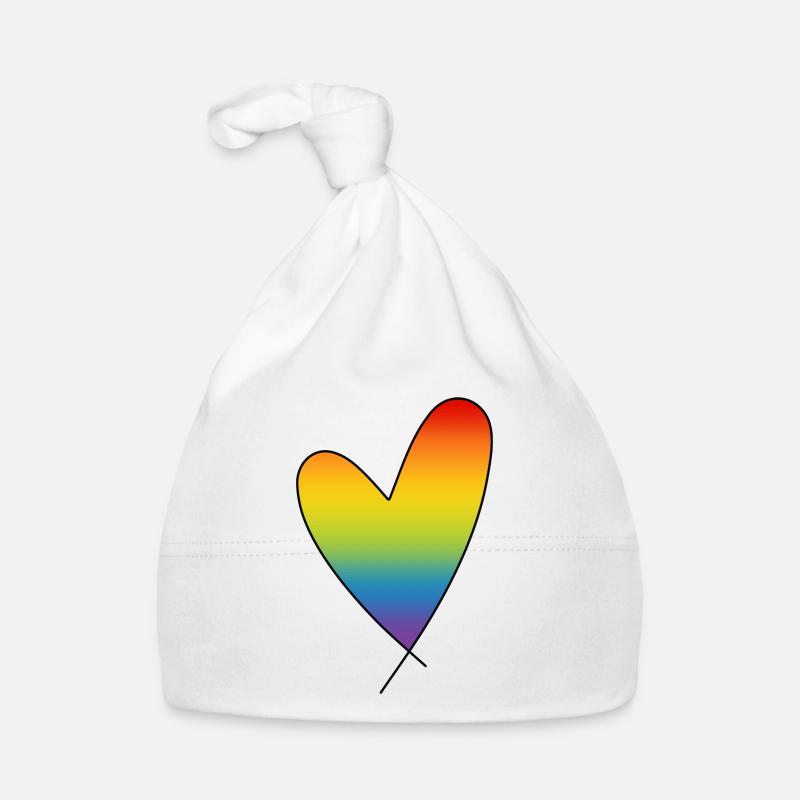 Regenbogen Herz Regenbogenfarben CSD Pride Month Baby Bio-Mütze