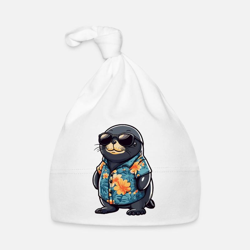 phoque animal drôle d’été Bonnet bio Bébé