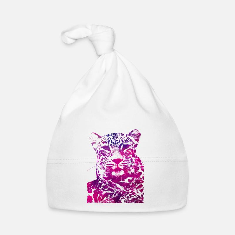 Pink leopard head Organic Baby Cap