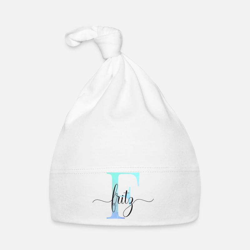 E| Monogram | Name | Fritz | Watercolor Organic Baby Cap