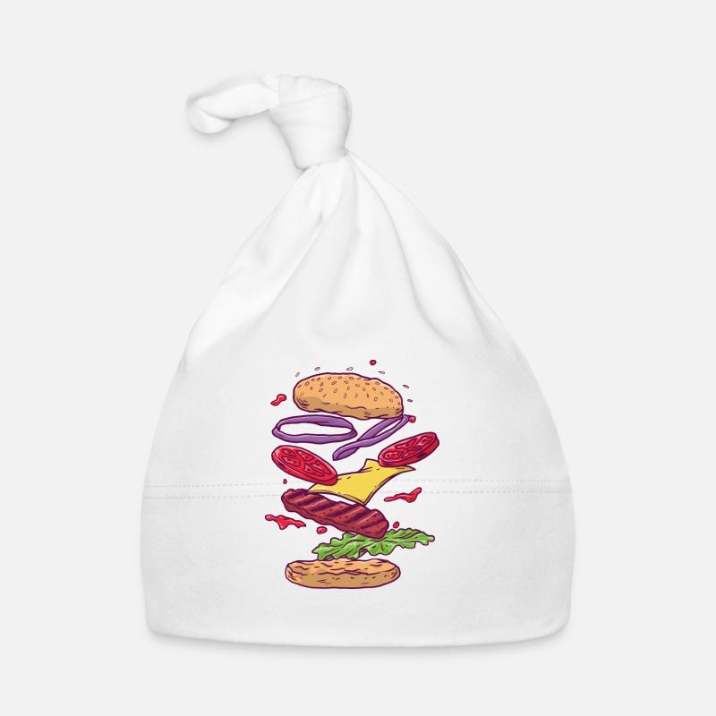 Burger / Fast Food / Savoureux / Manger - Bonnet bio Bébé - blanc