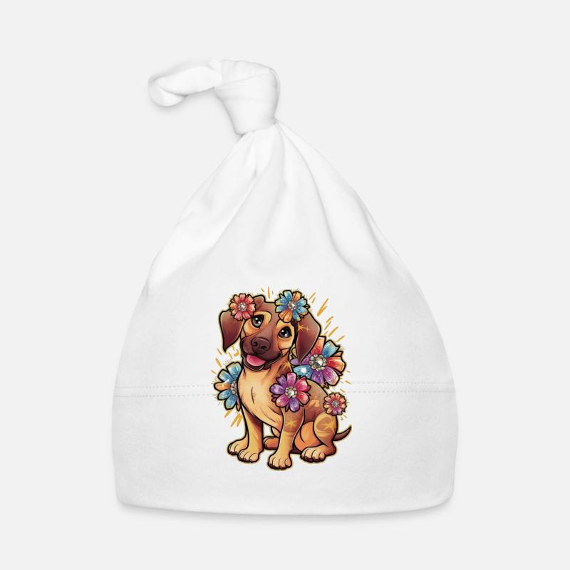 Rhodesian Ridgeback and Beautiful Flowers Organic Baby Cap