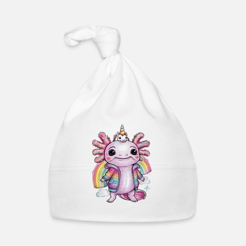 Mignon axolotl avec tenue de licorne Bonnet bio Bébé