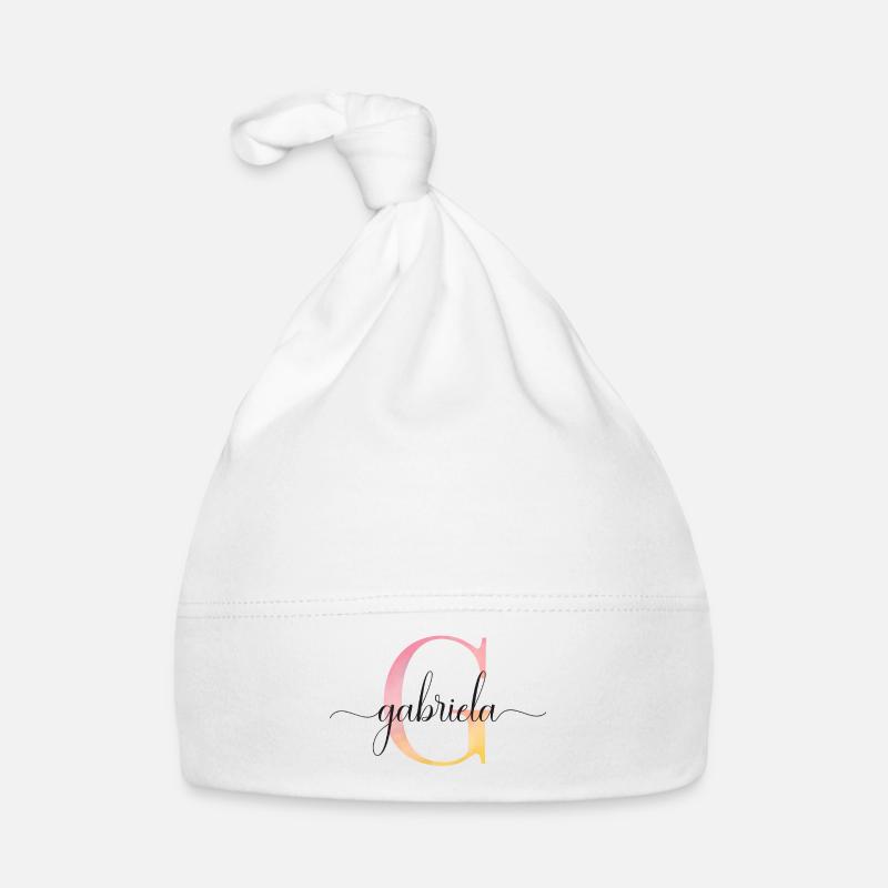 G| Monogramme | Nom | Gabriela |Aquarelle Bonnet bio Bébé