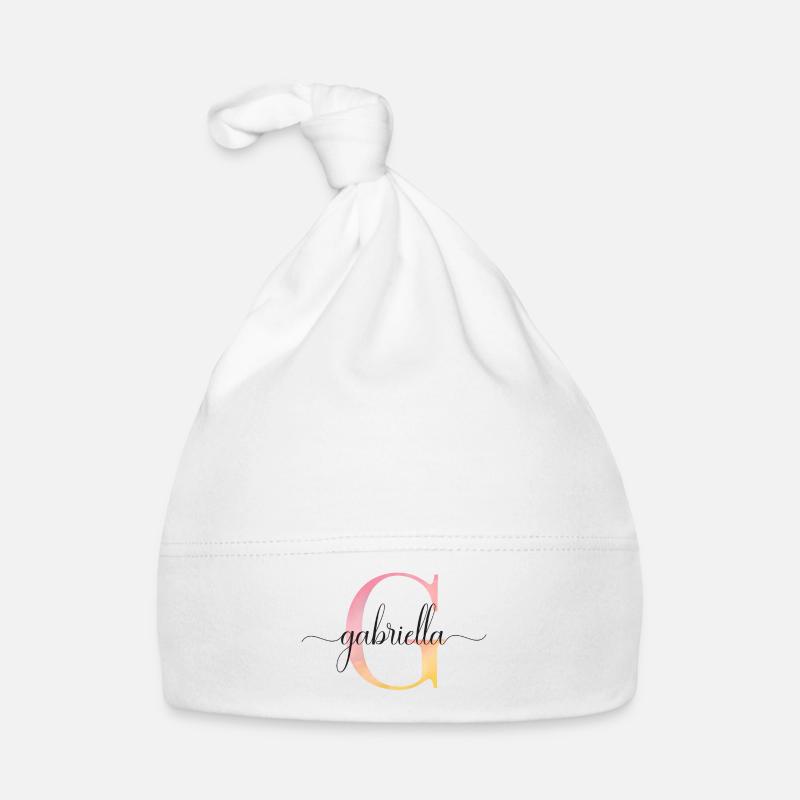 G| Monogramme | Nom | Gabriella |Aquarelle Bonnet bio Bébé
