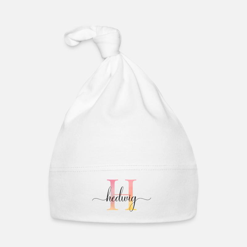 H | Monogramme | Nom | Hedwige |Aquarelle Bonnet bio Bébé