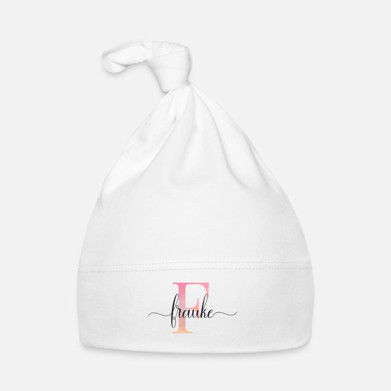 F| Monogramme | Nom | Stéphanie |Aquarelle Bonnet bio Bébé