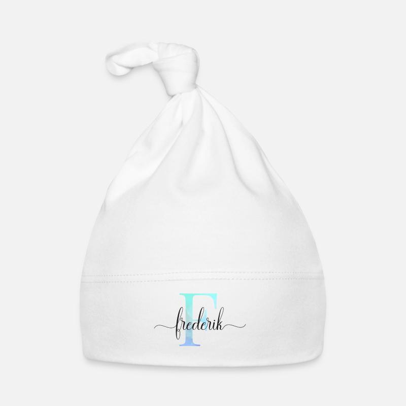 E| Monogramme | Nom | Frédéric | Aquarelle Bonnet bio Bébé