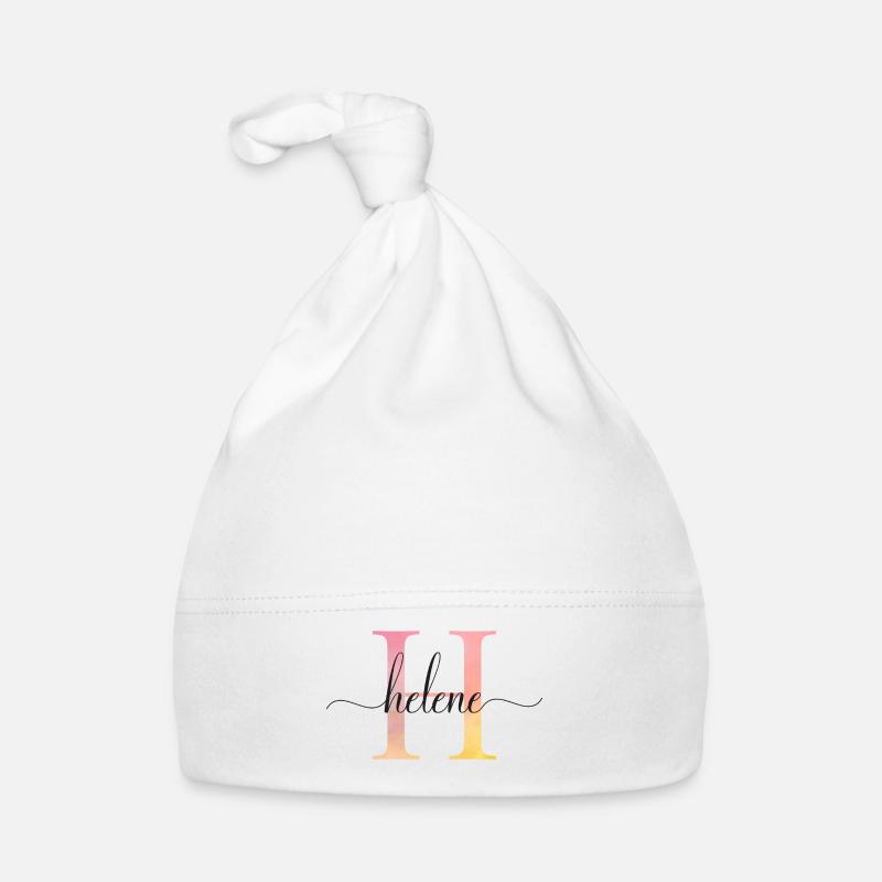 H | Monogram | Name | Helene |Watercolor Organic Baby Cap