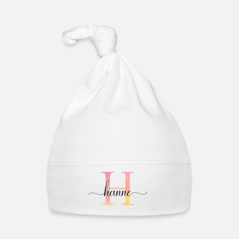 H | Monogram | Name | Hanne |Watercolor Organic Baby Cap