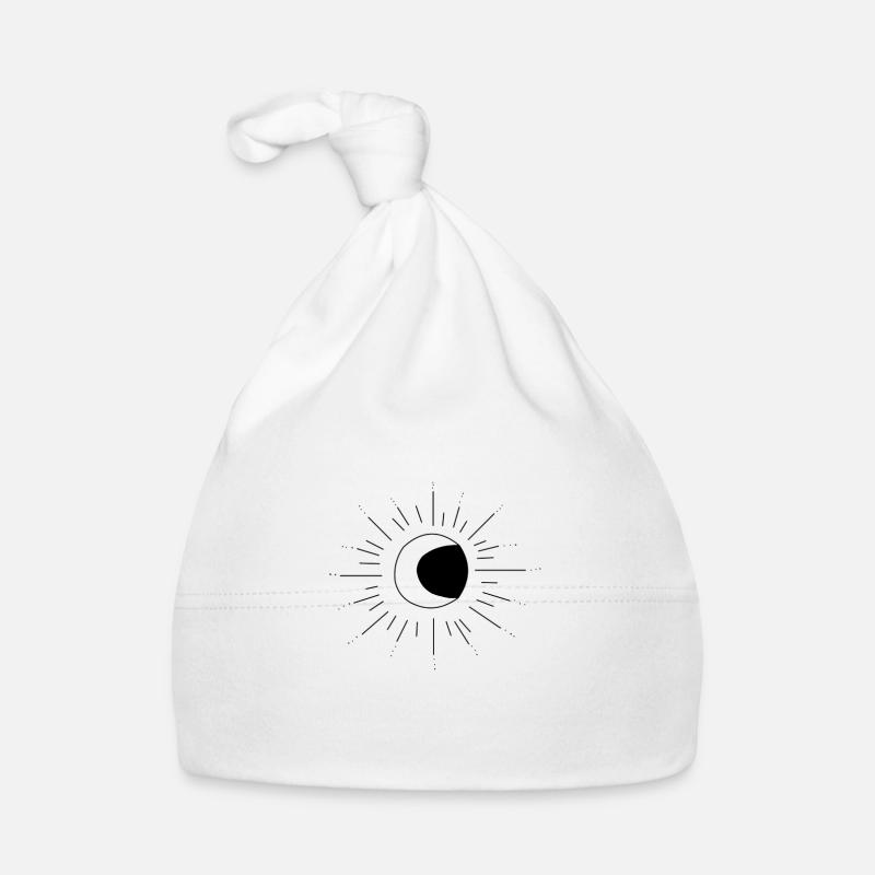soleil et lune - Bonnet bio Bébé - blanc