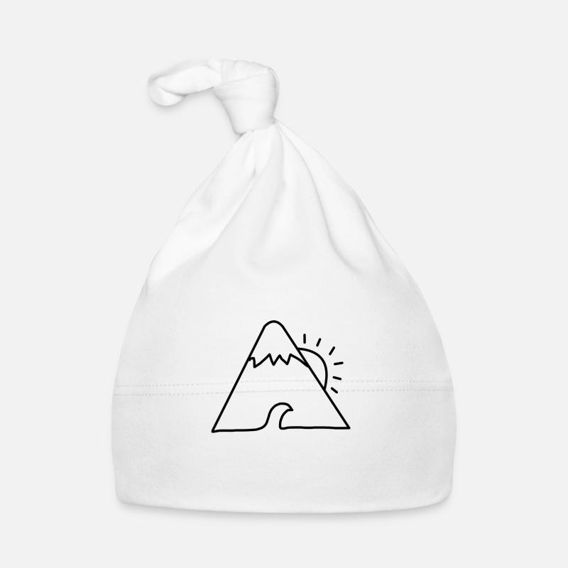 Soleil vague de montagne - Bonnet bio Bébé - blanc