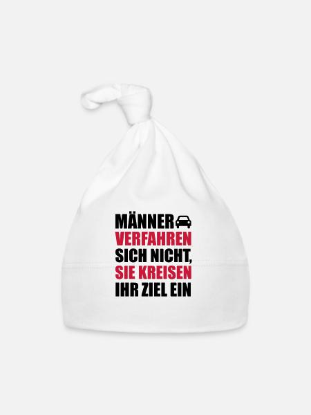 Männer verfahren sich nicht, sie kreisen ein - Baby Bio-Mütze - Weiß - Vorne