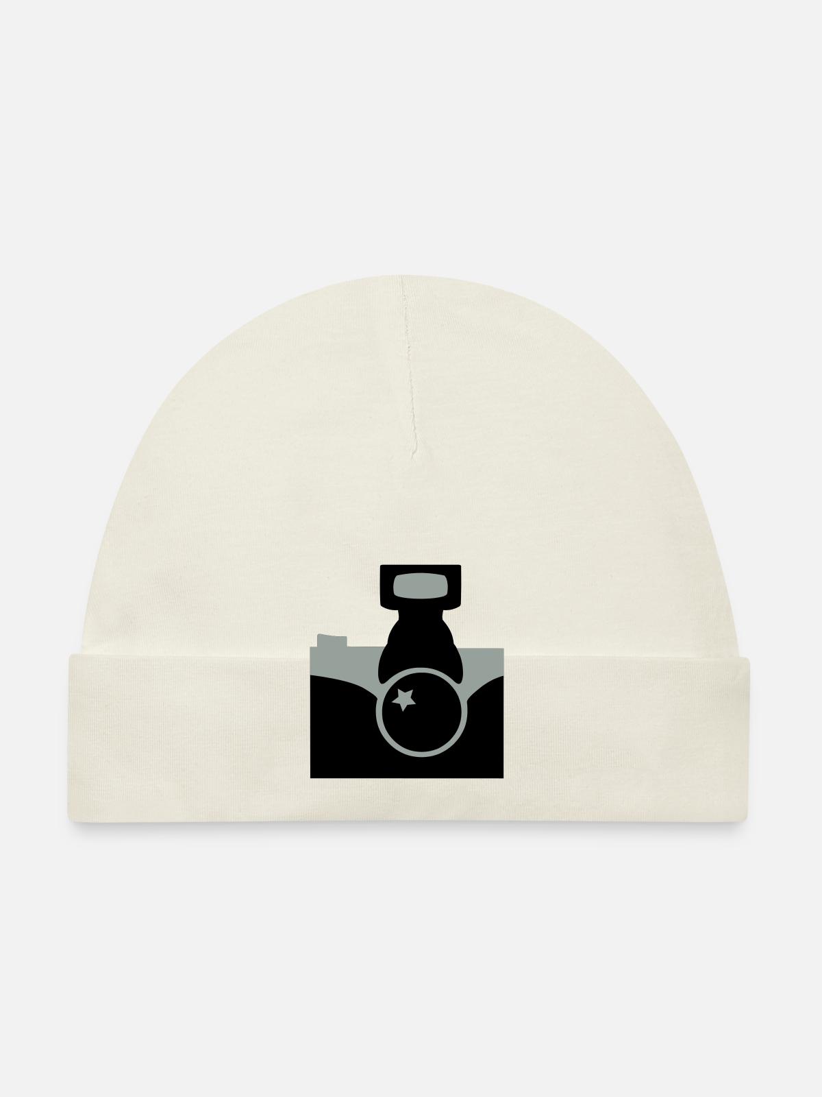 Camera - Organic Baby Cap - white - Front
