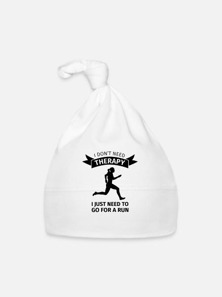 I don't need therapy I just need to go for a run - Baby Bio-Mütze - Weiß - Vorne