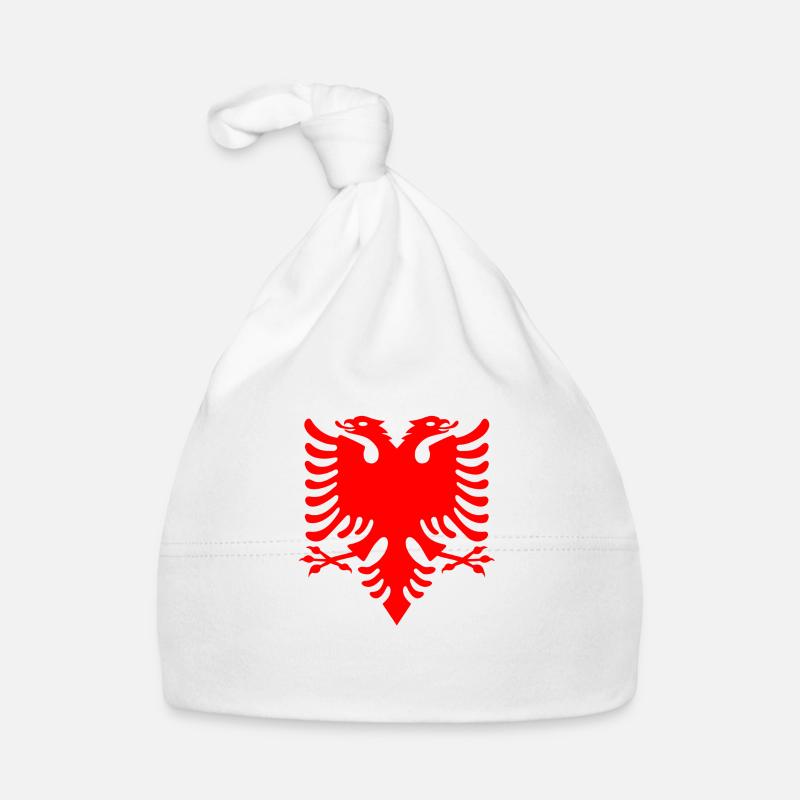red double-head eagle Albanese Double Eagle - Ekologisk babymössa - vit