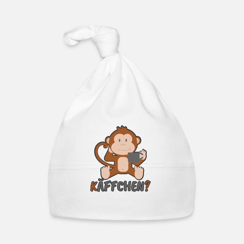 Cadeau de singe käffchen - Bonnet bio Bébé - blanc