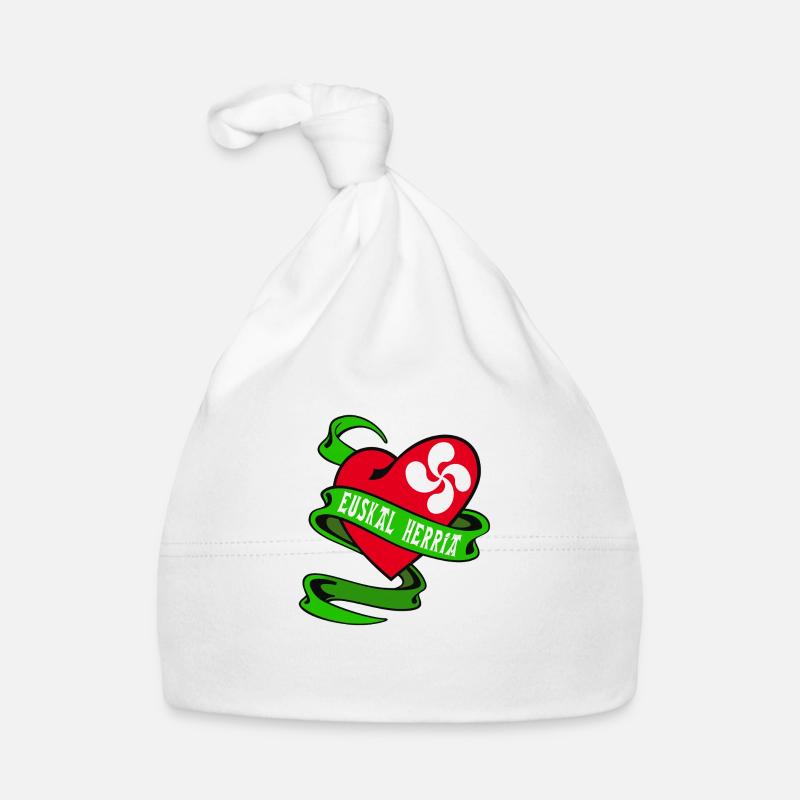 basque heart - Bonnet bio Bébé - blanc