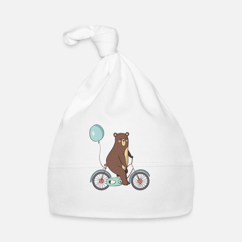 Bear on a bicycle Organic Baby Cap