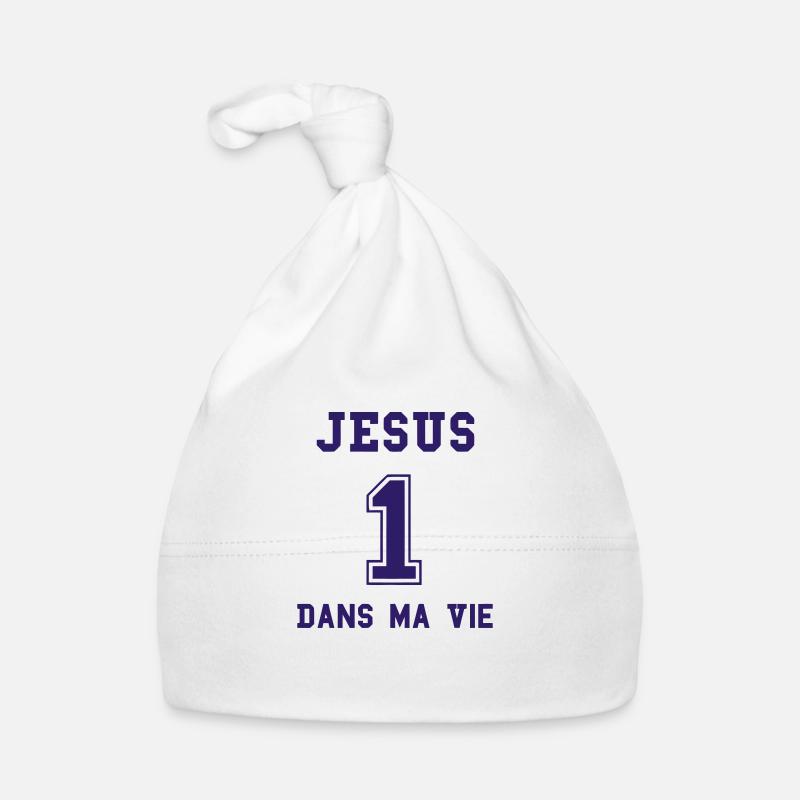 Jésus 1 dans ma vie - Bonnet bio Bébé - blanc