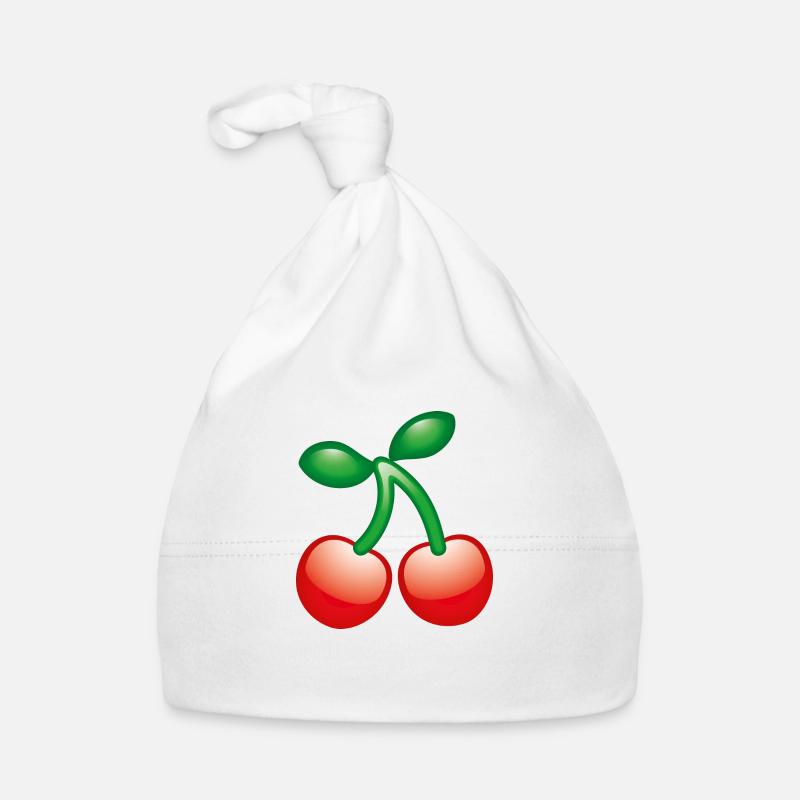 Smiley Cherry - Organic Baby Cap - white