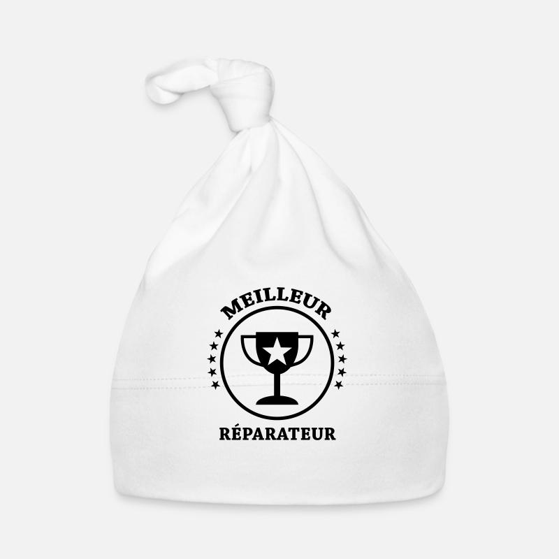 réparateur / réparation / réparer / bricolage - Bonnet bio Bébé - blanc