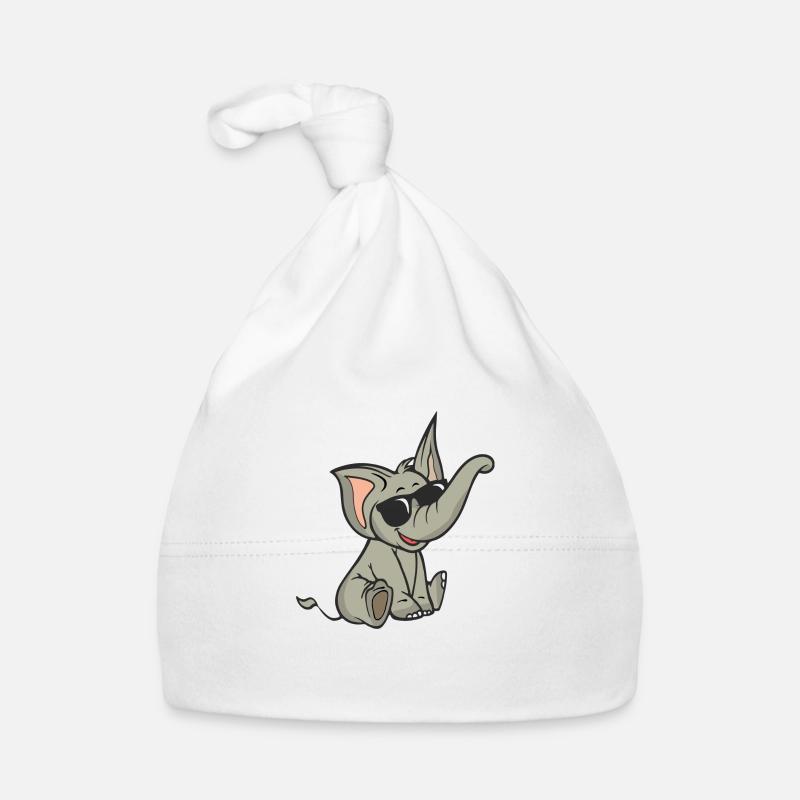 Bébé éléphant avec des lunettes de soleil - Bonnet bio Bébé - blanc
