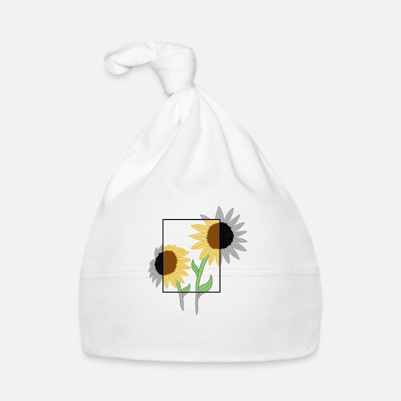 Sonnenblume Grau&Farbe Baby Bio-Mütze