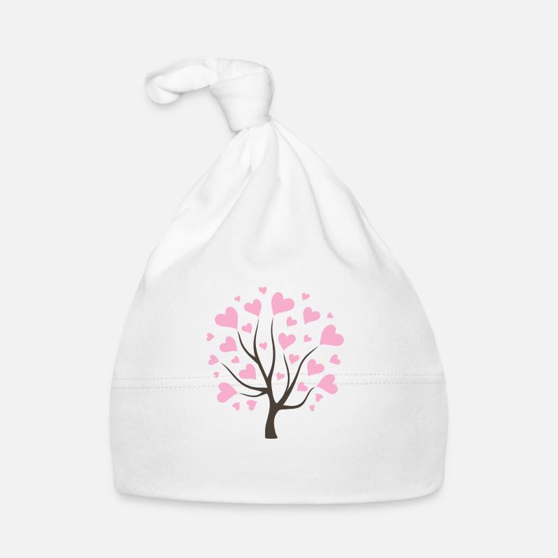 Liebesbaum mit rosa Herzen Baby Bio-Mütze