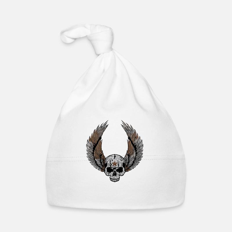 tete de mort ailes crane skull Bonnet bio Bébé