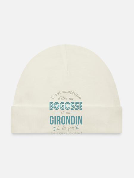 Girondin cadeau humour homme Girondin bordelais - Bonnet bio Bébé - blanc - Devant