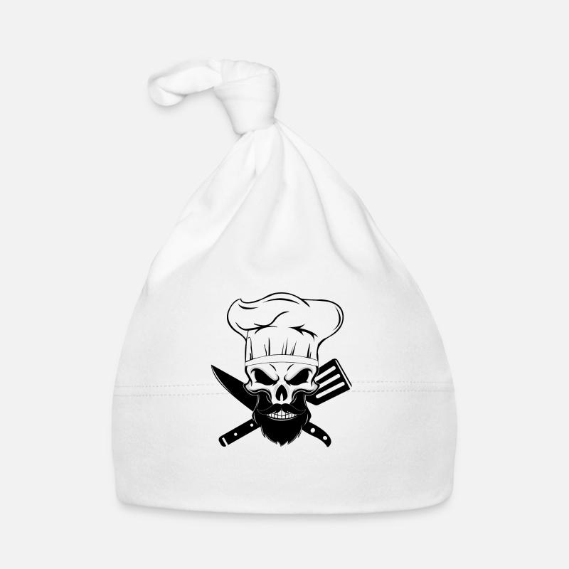 cook bearded skeleton bake bearded human chef - Organic Baby Cap - white