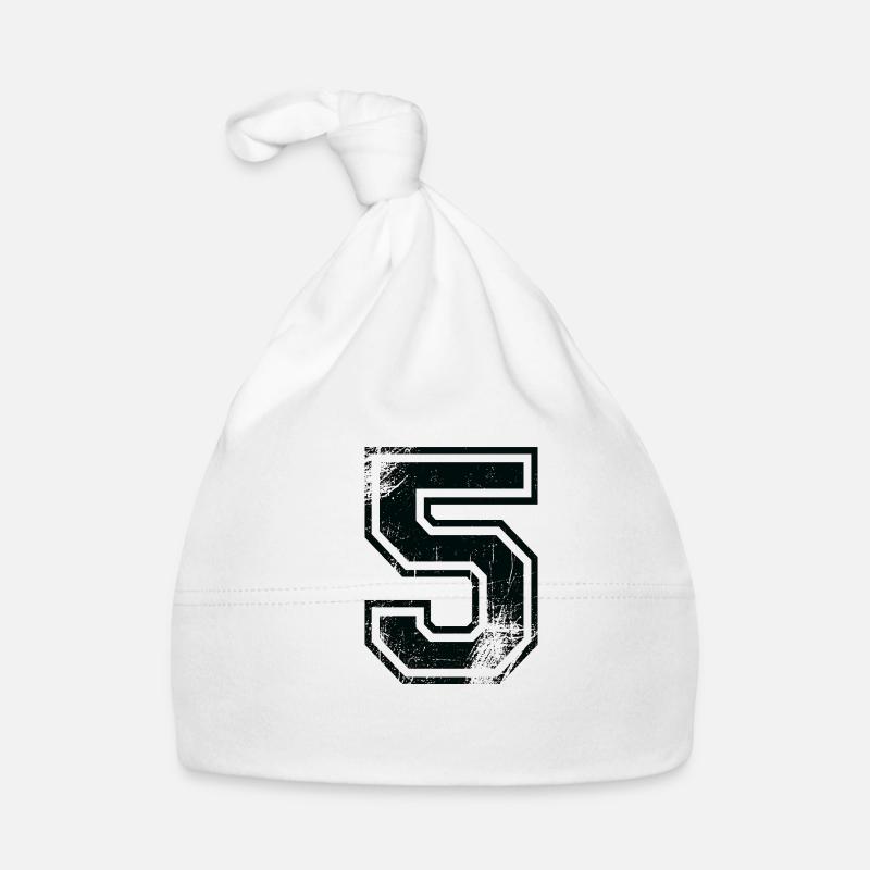 Numero 5 Équipe Foot baseball basket université - Bonnet bio Bébé - blanc