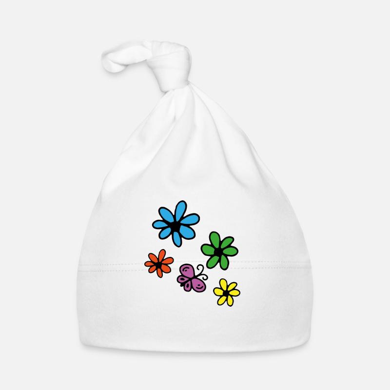 Bunte Blumen und Schmetterling Baby Bio-Mütze