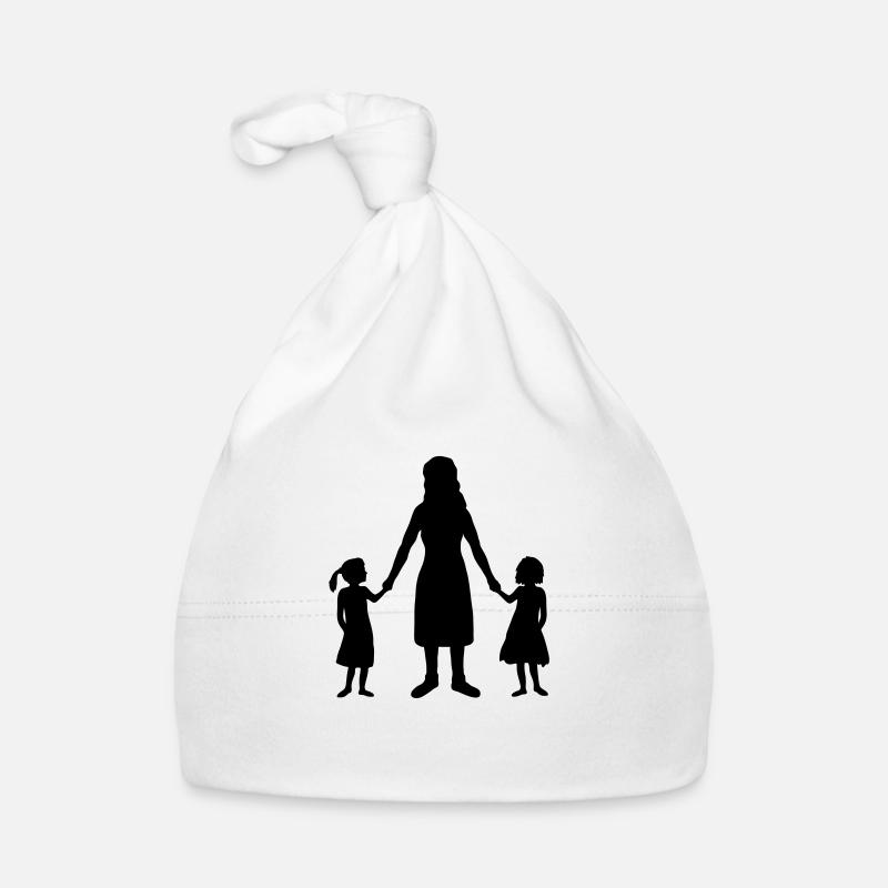 Silhouette 2 Filles Mère - Bonnet bio Bébé - blanc